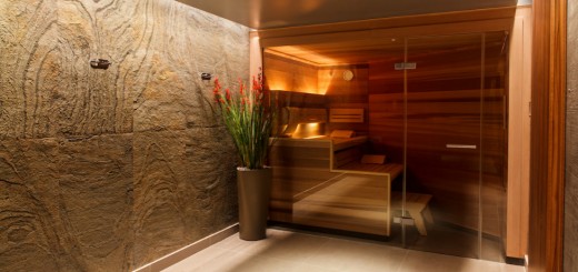 LED coffer lighting in the changing room for the sauna